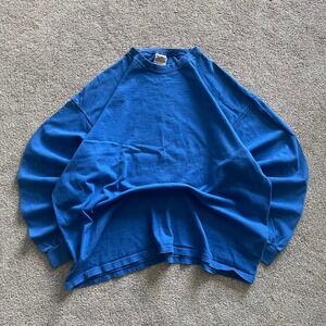 Mens Pluma Long Sleeve T-Shirt XL Blue Excellent Vintage Made in USA Heavyweight